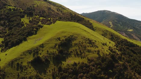 dronebeelden van heuvels en bossen met wegen die heuvelopwaarts gaan