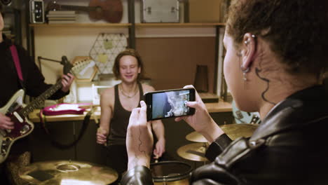 musical group in a studio