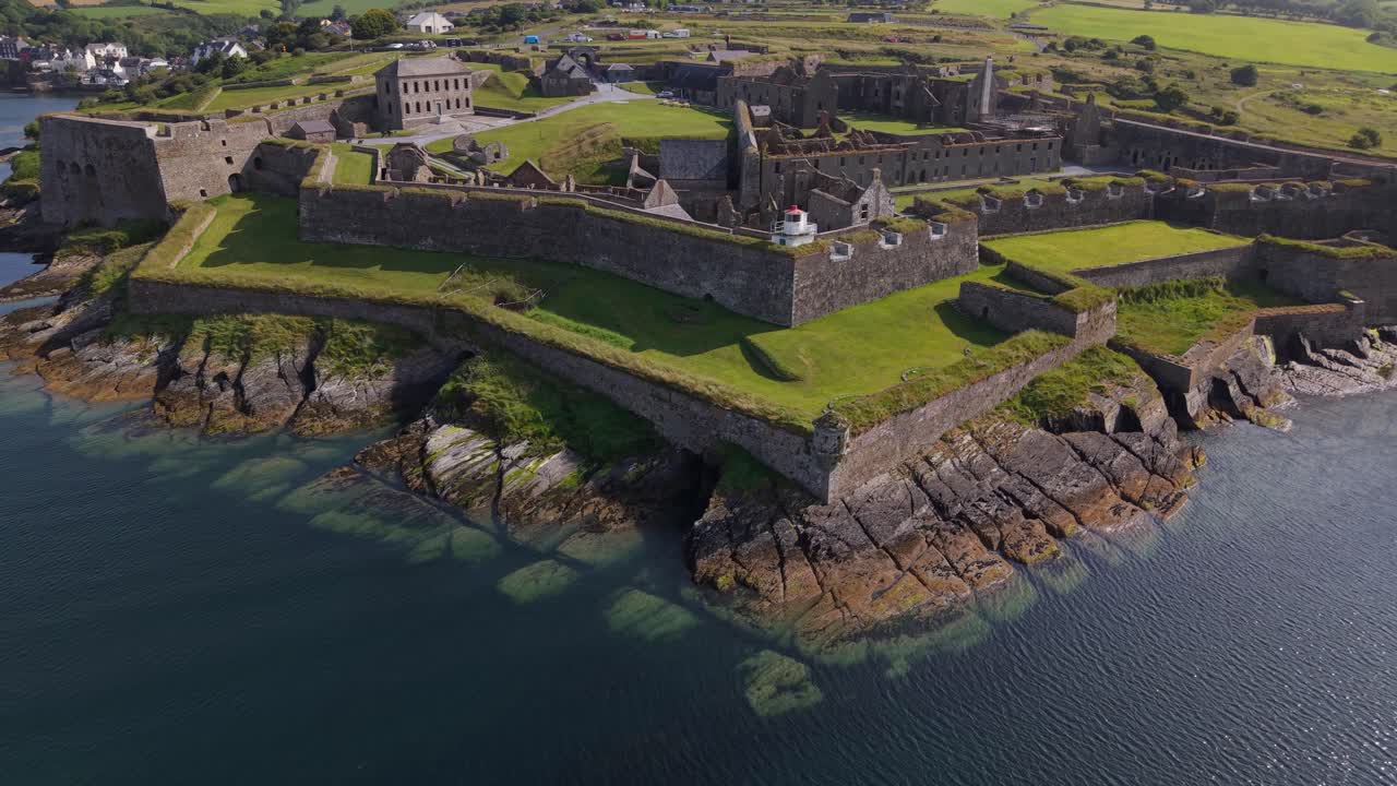 Aerial view of historic Charles Fort in Kinsale during daytime