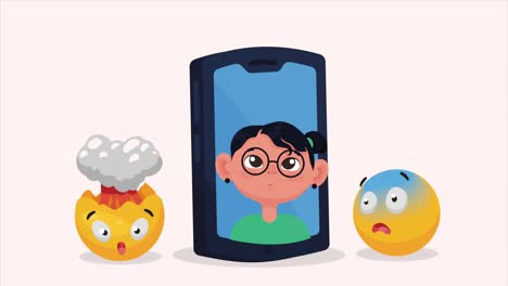 smartphone with emoji and man