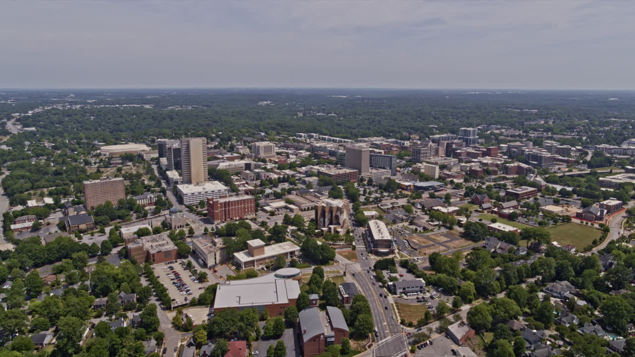 Greenville South Carolina Aerial v6 ascending shot covering cityscape of viola street, hampton, pinckney and downtown neighborhoods - Shot with Inspire 2, X7 camera - May 2021