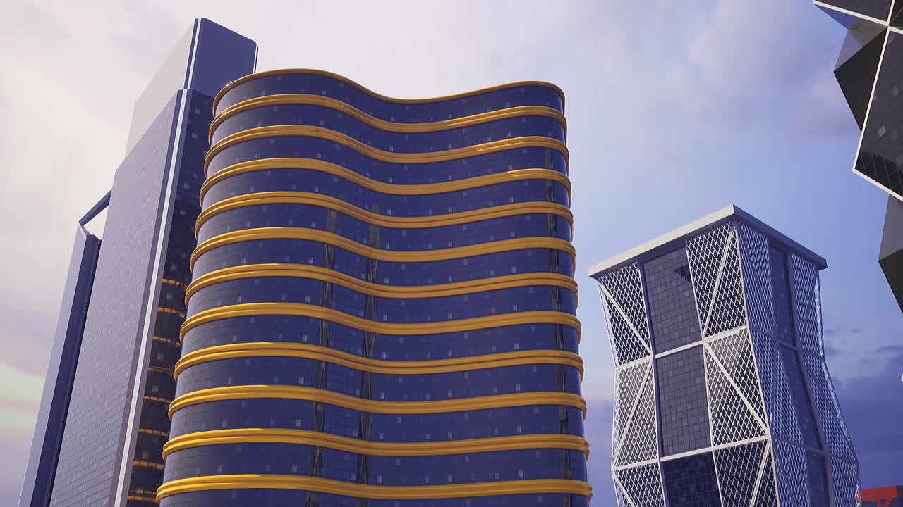 Modern architectural buildings with unique designs in an urban landscape