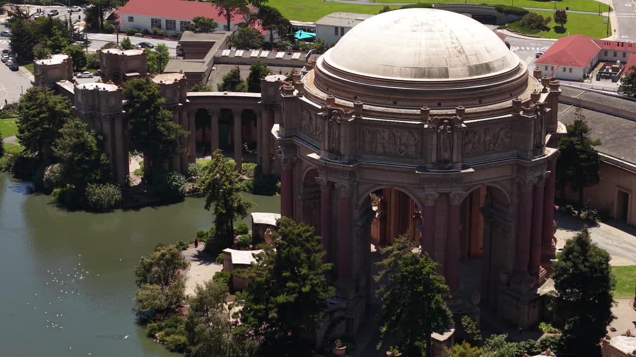Aerial View, Palace of Fine Arts, Historic Landmark of San Francisco, California USA