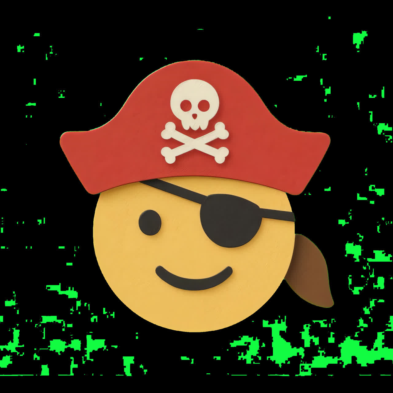 Animazione di design di emoji pirata giocoso, risorsa isolata, video 4K trasparente, canale alfa, ProRes