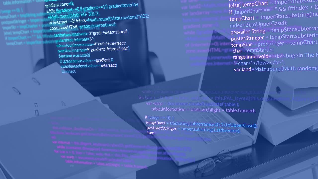 사무실의 작업 스테이션에서 데이터 처리의 애니메이션