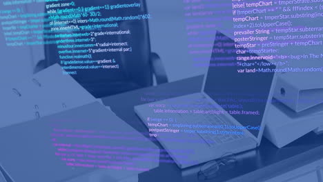 Animation of data processing over work station in office