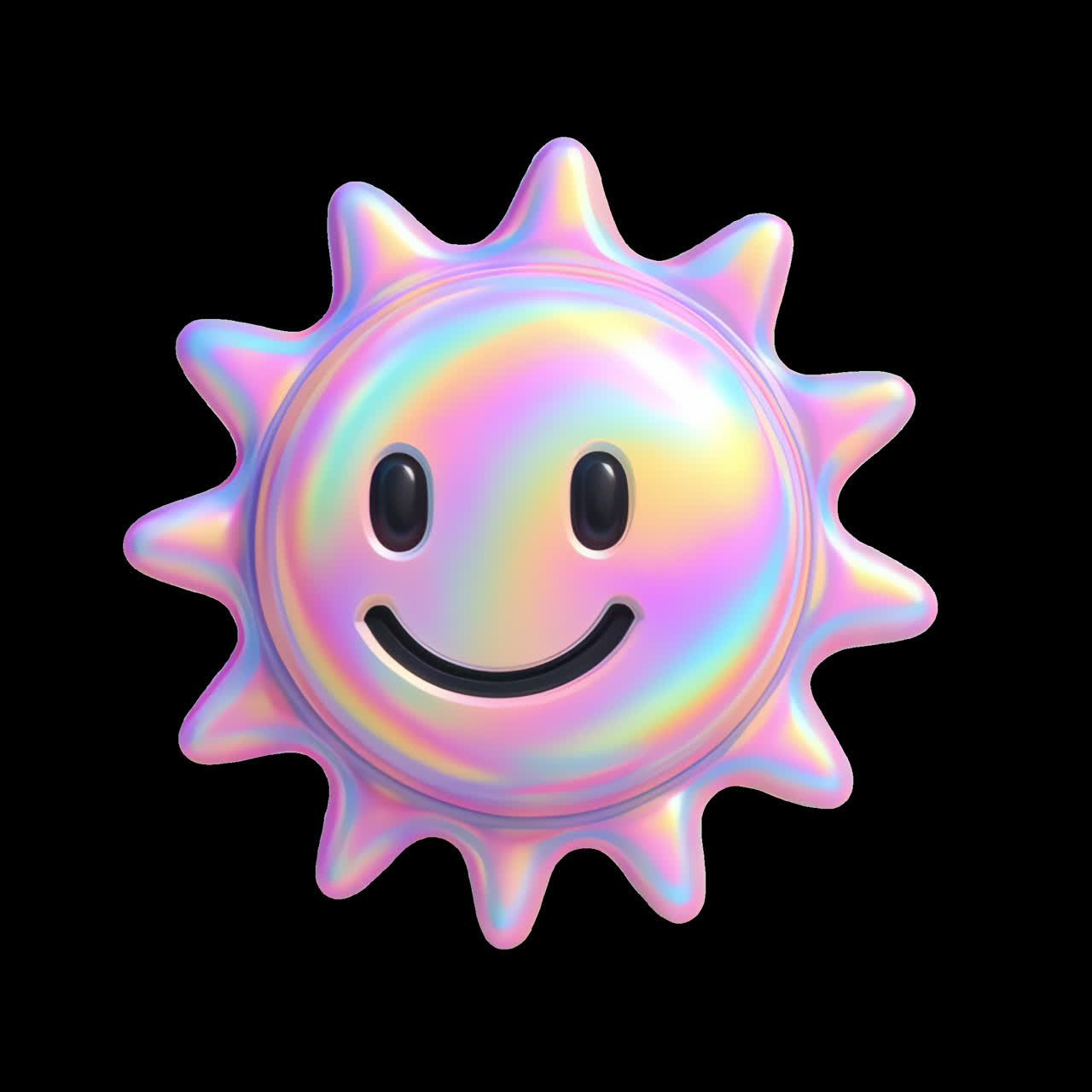 Animazione di un'illustrazione colorata di un sole sorridente isolata, video 4K trasparente, canale alfa