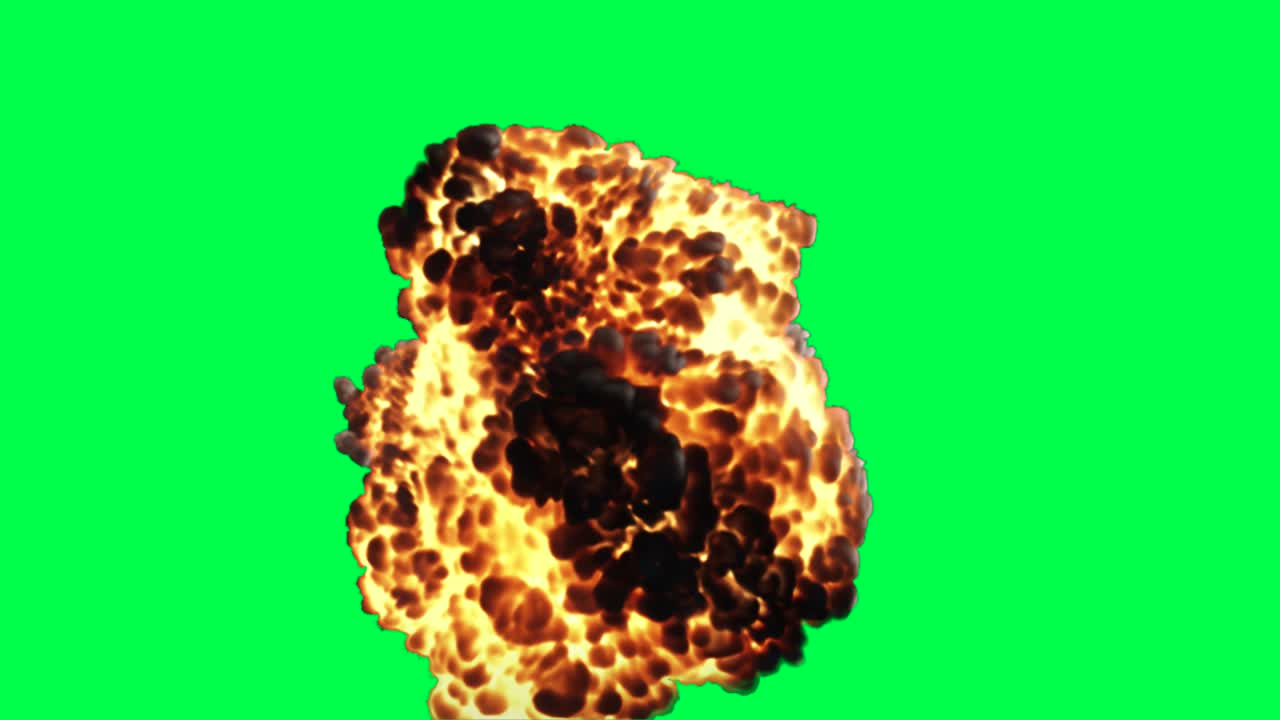 efectos de explosión y humo en la pantalla verde