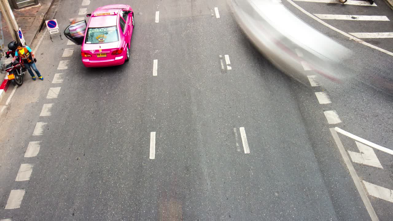 тайландское дневное освещение бангкок центр города трафик дорога мост вниз вид 4к временной интервал