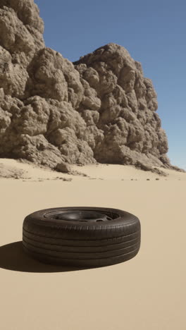 a tire in the desert