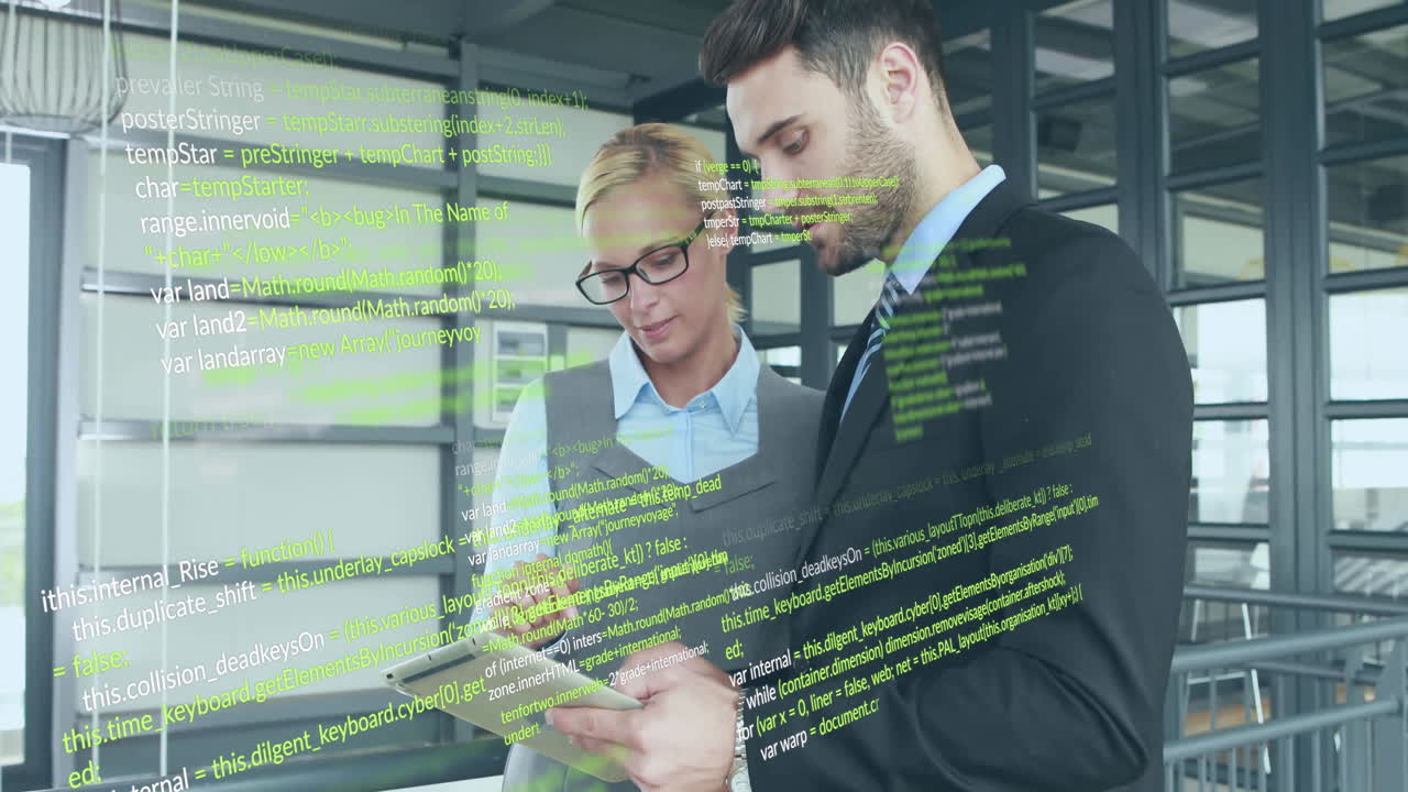 사무실에서 다양한 비즈니스 사람들에 대한 데이터 처리의 애니메이션