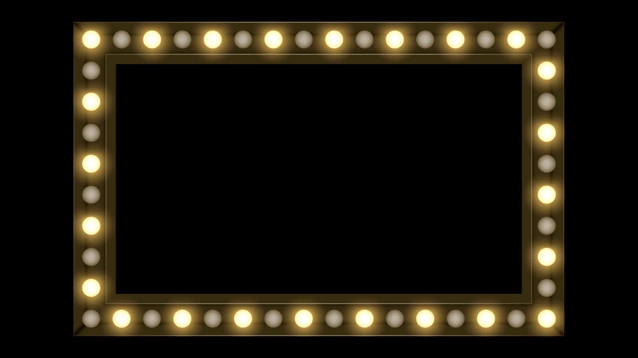 터널 불꽃 전구 상자 프레임 직사각형 모양 박이는 움직이는 패턴, 레트로 3d 가상 스타일 일러스트레이션 어두운 배경에서 빛나는 원활한 루핑 애니메이션 4k, 복사 공간