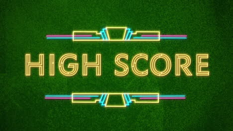 digital animation of neon high score against changing green grunge background