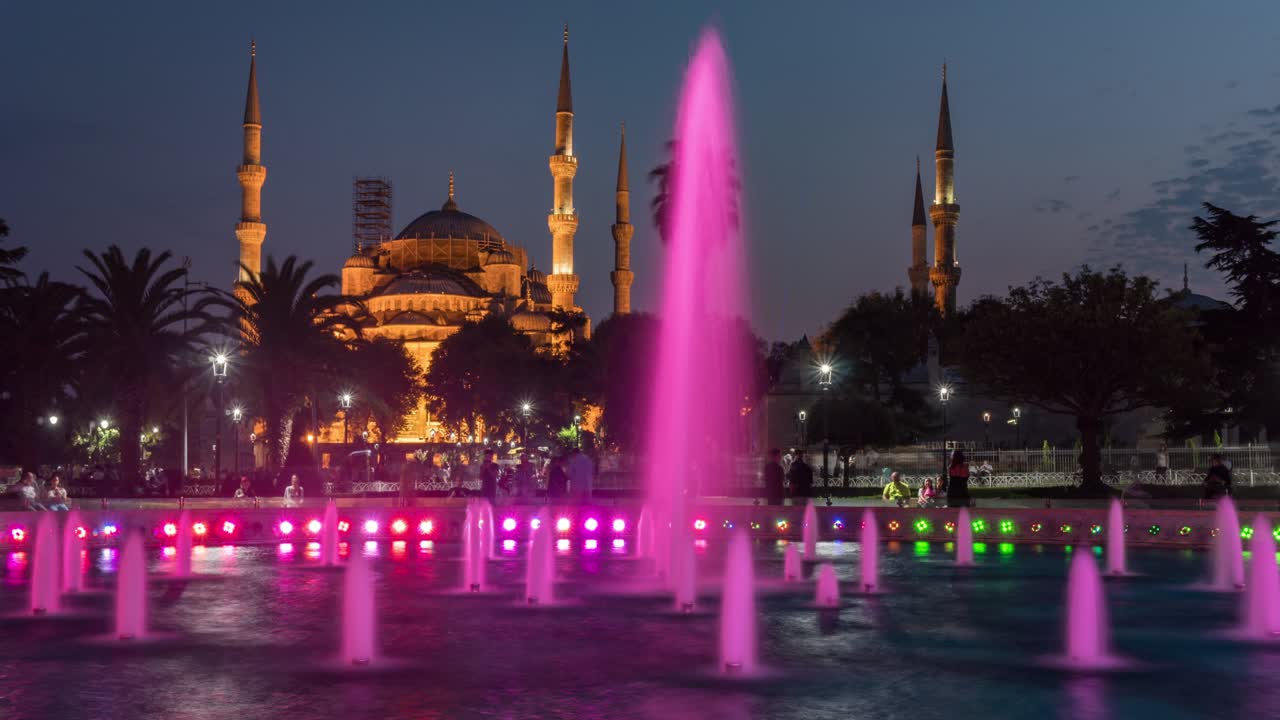 이스탄불, 터키의 술탄 아흐메트 카미의 낮과 밤의 시간 간격