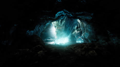 entrance of an ice cave inside glacier in southern iceland