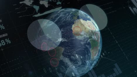 Animación-De-Procesamiento-De-Datos-Y-Globo-Terráqueo-Sobre-Fondo-Negro