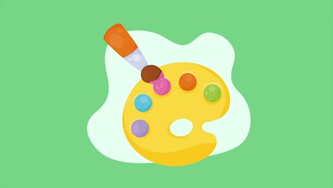 la paleta y el pincel de un artista colorido