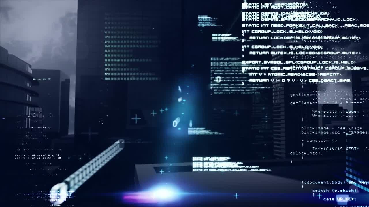 높은 건물의 공중 시야에 대한 데이터 처리 및 조명 점의 애니메이션