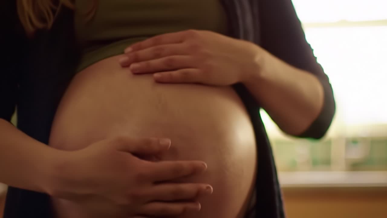 Donna incinta di toccare il suo ventre