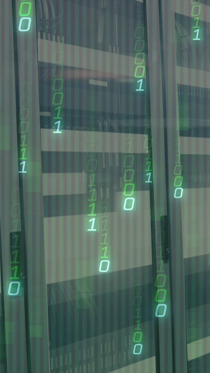 Animation of digital data processing over server room
