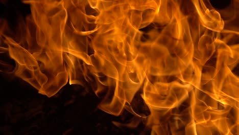 Flames-of-fire-on-black-background-in-slow-motion