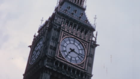 big ben tower close up, historical footage from london in the 1960’s