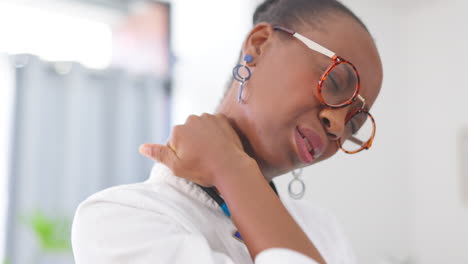 black woman, neck pain and stress in burnout