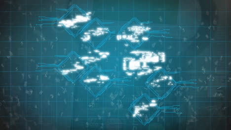 animación del procesamiento de datos e iconos a través de un teléfono inteligente