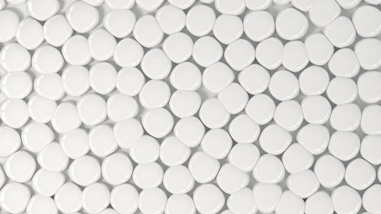 un gran número de bolas suaves, fondo de geometría, renderización en 3d.