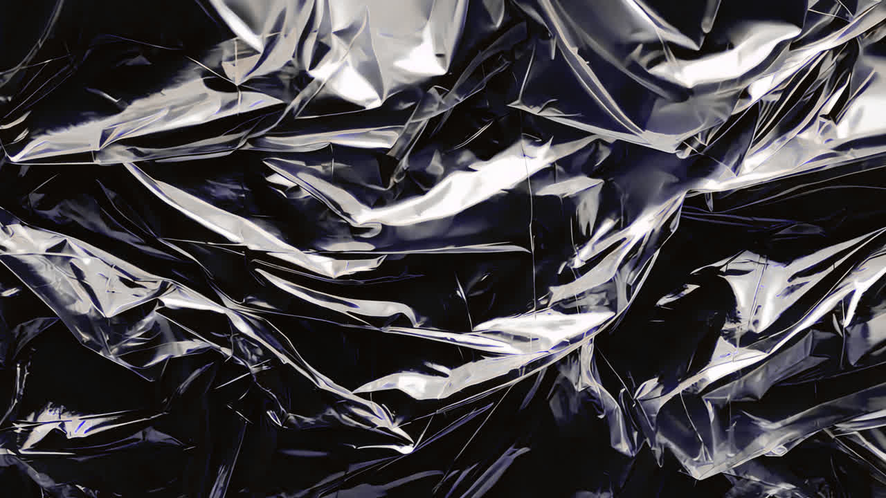 Crumpled plastic texture animated overlay, transparent 4K video, alpha channel, ProRes 4444