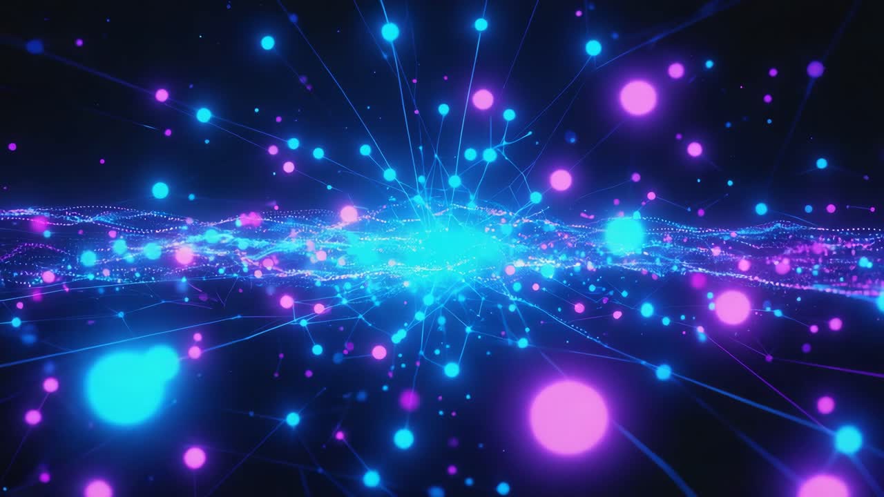 Abstract glowing network of connected dots