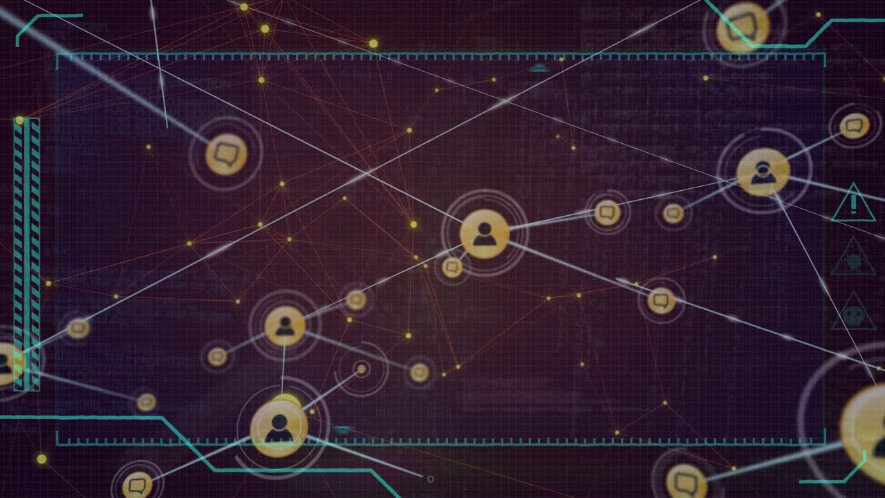 animación de la red de conexiones con personas iconos sobre el procesamiento de datos