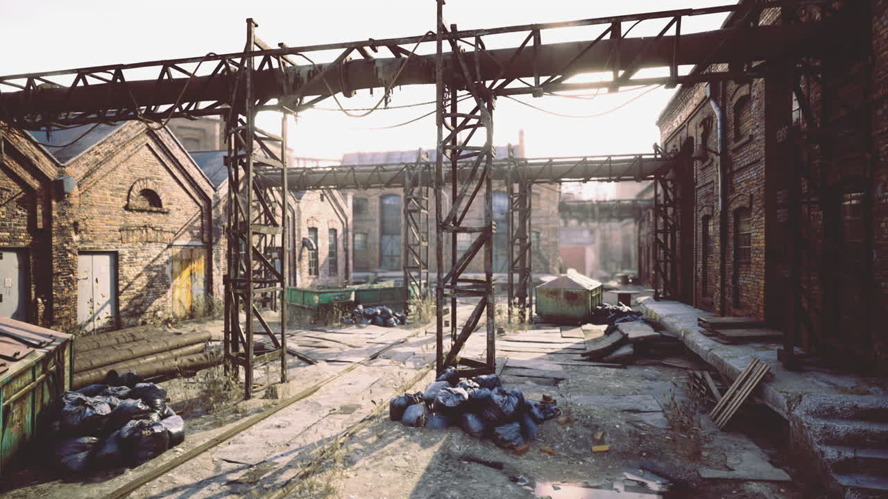 버려진 산업 구역에서 낮에 도시 탐사