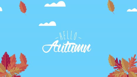 hello autumn lettering with animation
