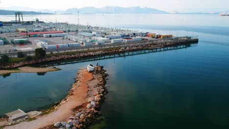 Aerial-view-outside-of-a-refugee-camp-located-in-Athens-Greece