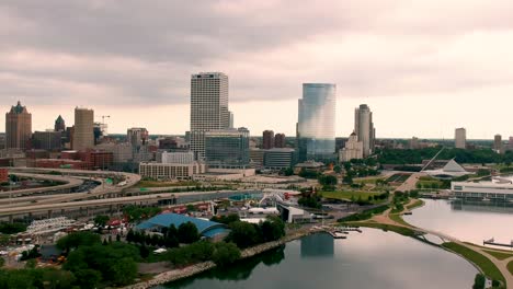 a costal aerial view the city of milwaukee