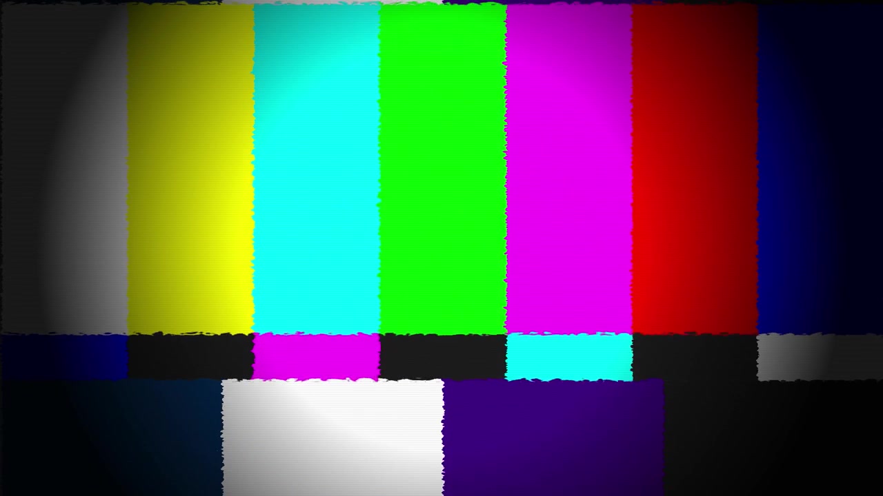 Television Test Pattern with Digital Glitch and Signal Interference