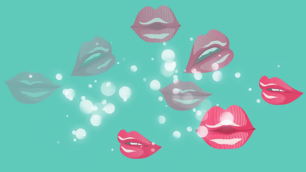 animación de varios labios sobre un fondo verde