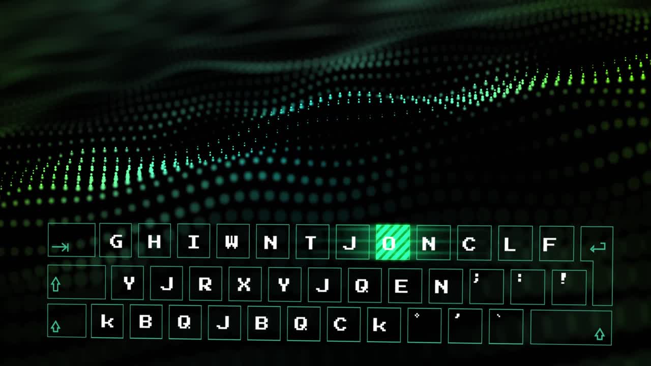 Animation of data processing and spots on black background