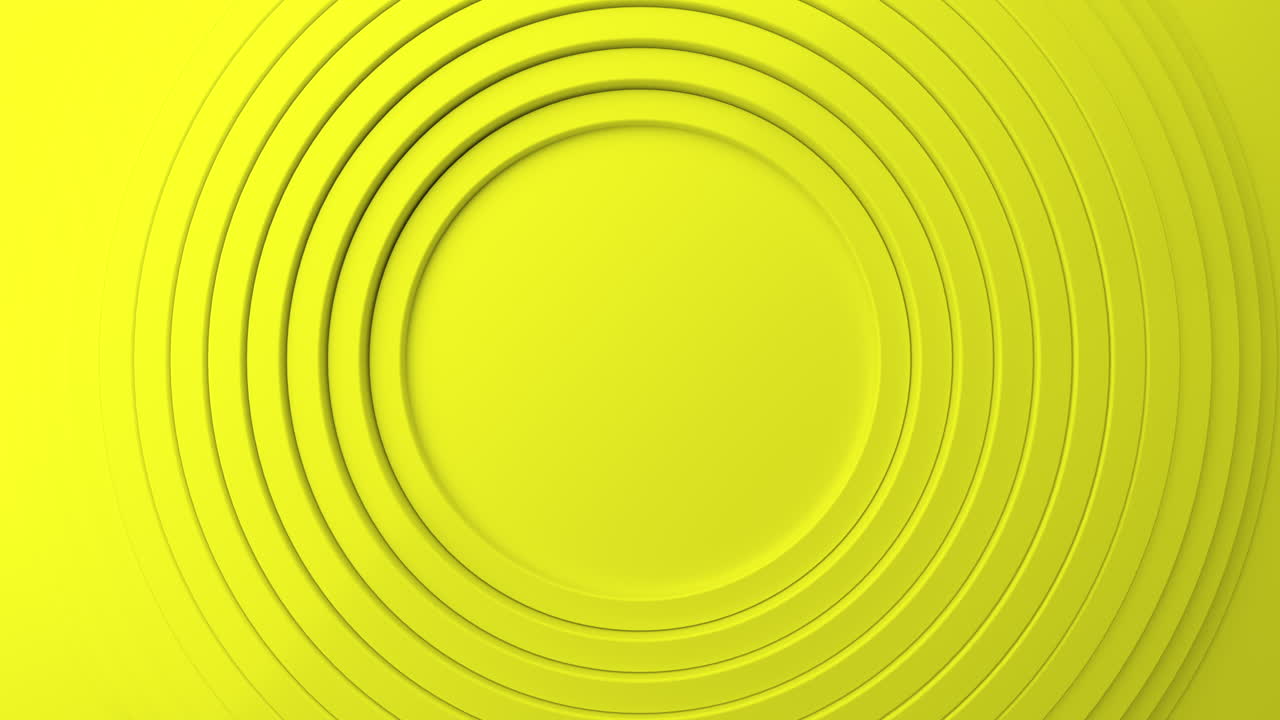Yellow Minimal Concentric Circles Looping Abstract 3D Background. 3D rendering