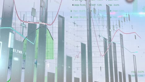 Animation-Der-Finanzdatenverarbeitung-über-Dem-Stadtbild