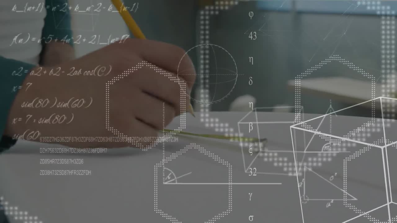 Animation of data processing over caucasian male engineer