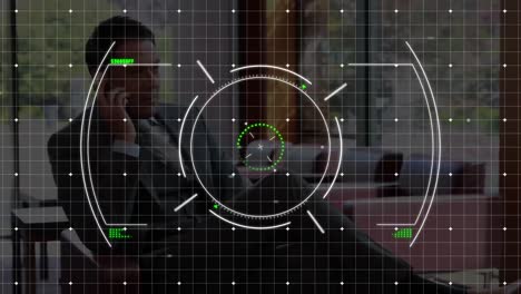 animation of targeting over latin businessman in office
