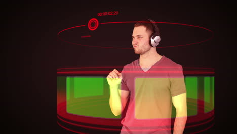 Futuristic-video-of-a-man-choosing-music-on-chroma-key-screen