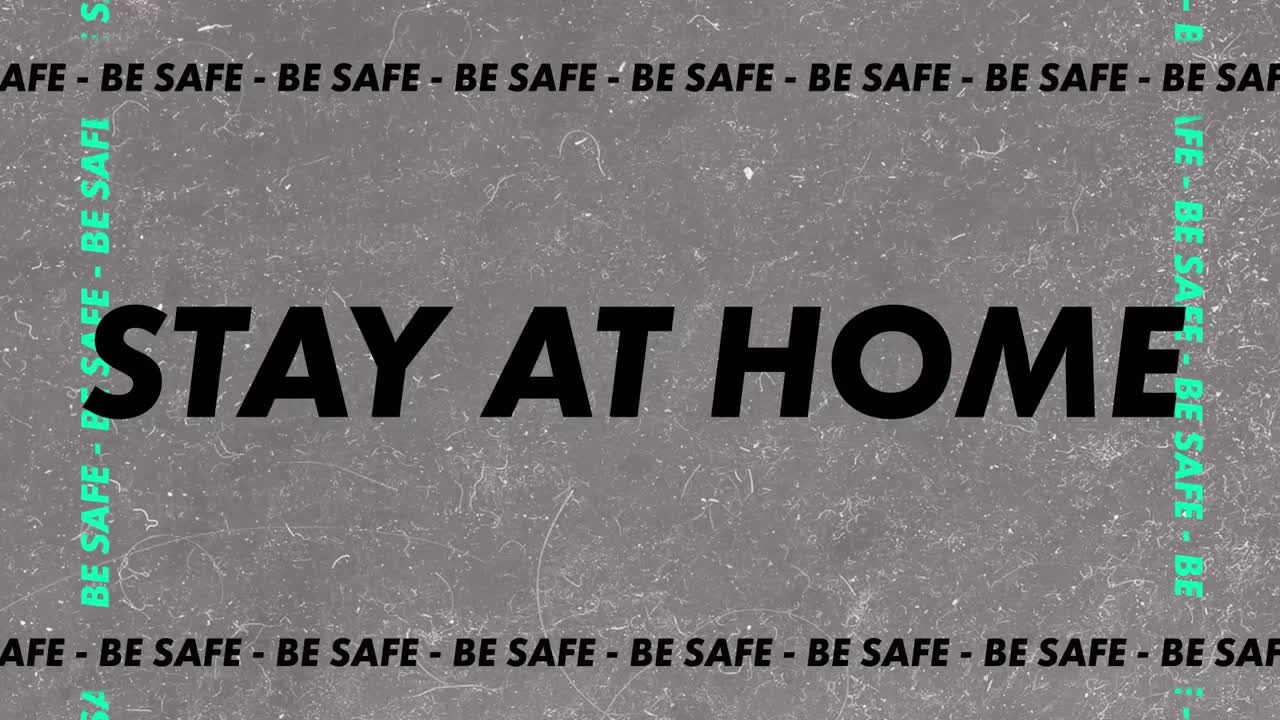 집에 머무는 텍스트의 애니메이션 회색 배경