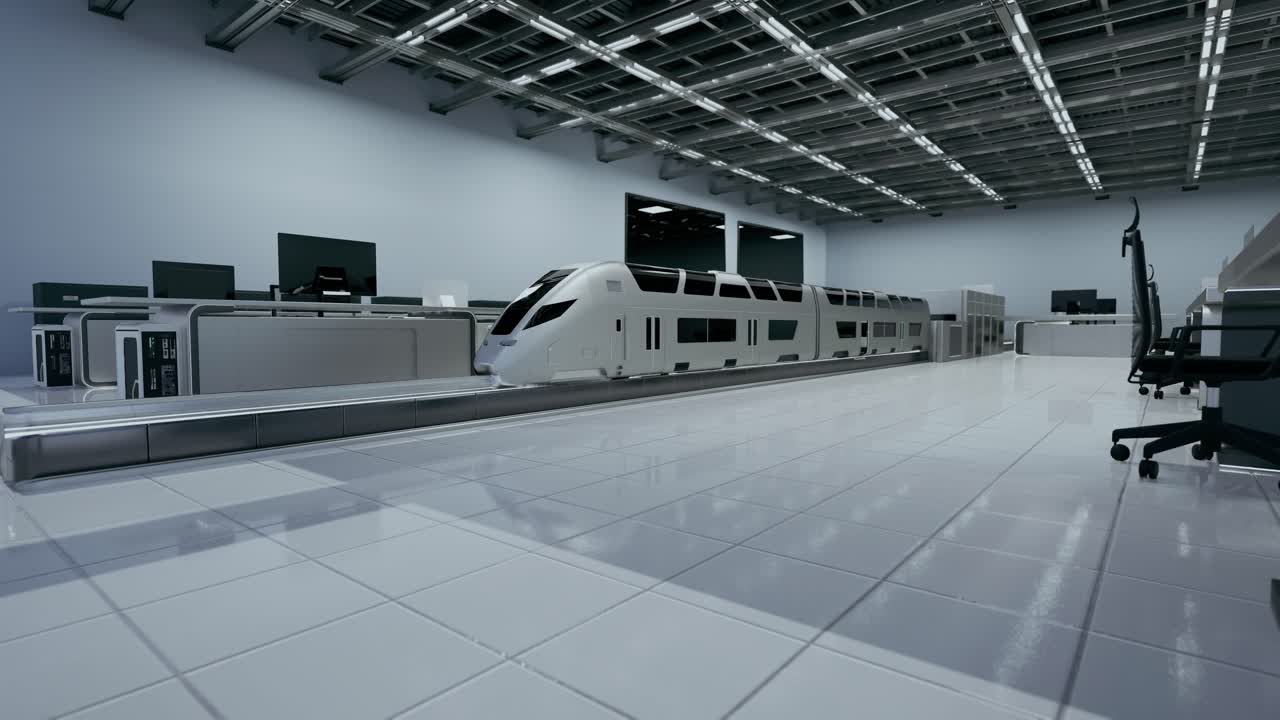 Futuristic High Speed Train in a Modern Testing Facility
