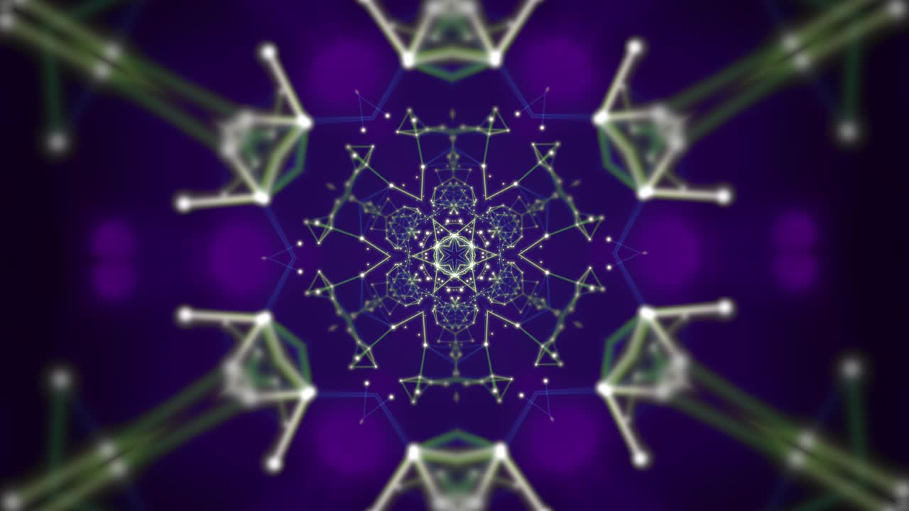 fondo púrpura con bokeh y túnel abstracto giratorio.