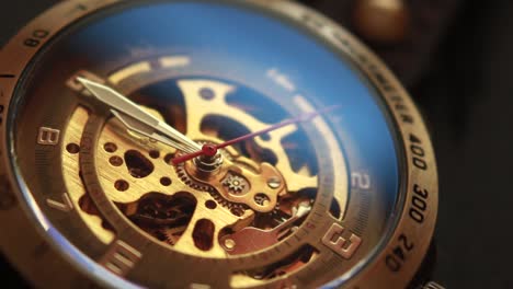 Close-Up-Time-Lapse-Of-A-Steampunk-Wrist-Watch