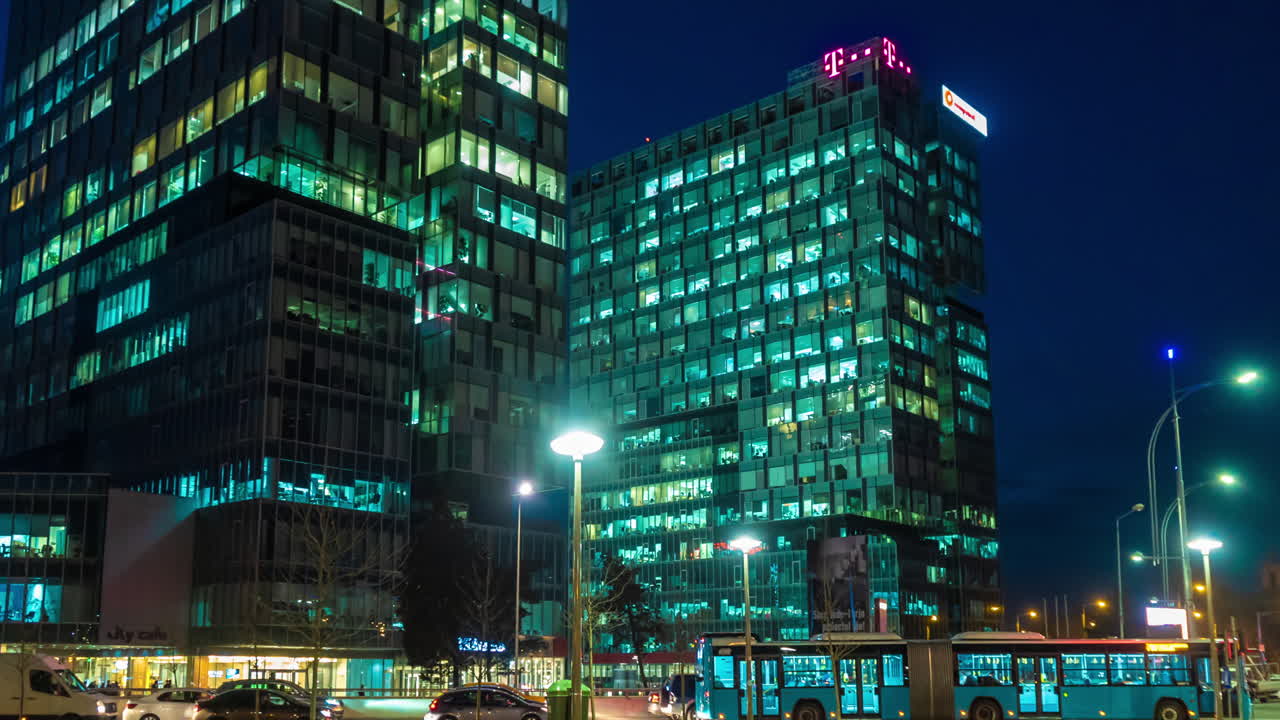 City gates office towers buildings  time lapse,Bucharest Romania
