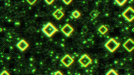 a digital artwork with glowing green dots on a black background, arranged in a grid-like pattern with overlapping elements, conjuring a futuristic and high-tech ambiance suitable